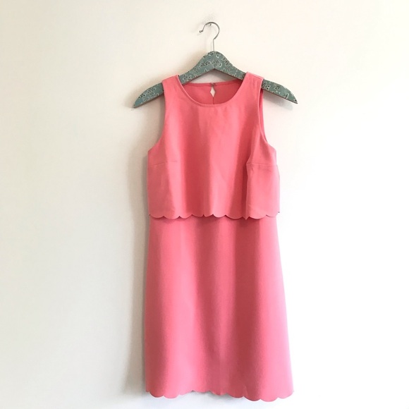 LOFT | Coral Scalloped Hem Layered Dress - Picture 1 of 7